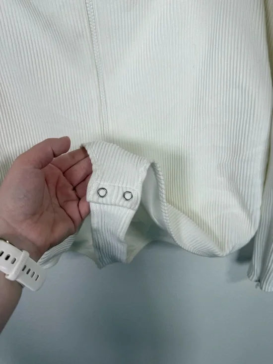 Good American Off Shoulder Half Zip Ribbed Bodysuit Cream Snap Close NWT 3XL (6) - Picture 7 of 16